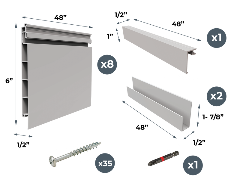 6" CrownWall HOME-Series PVC Panel Kit (4ft x 4ft)